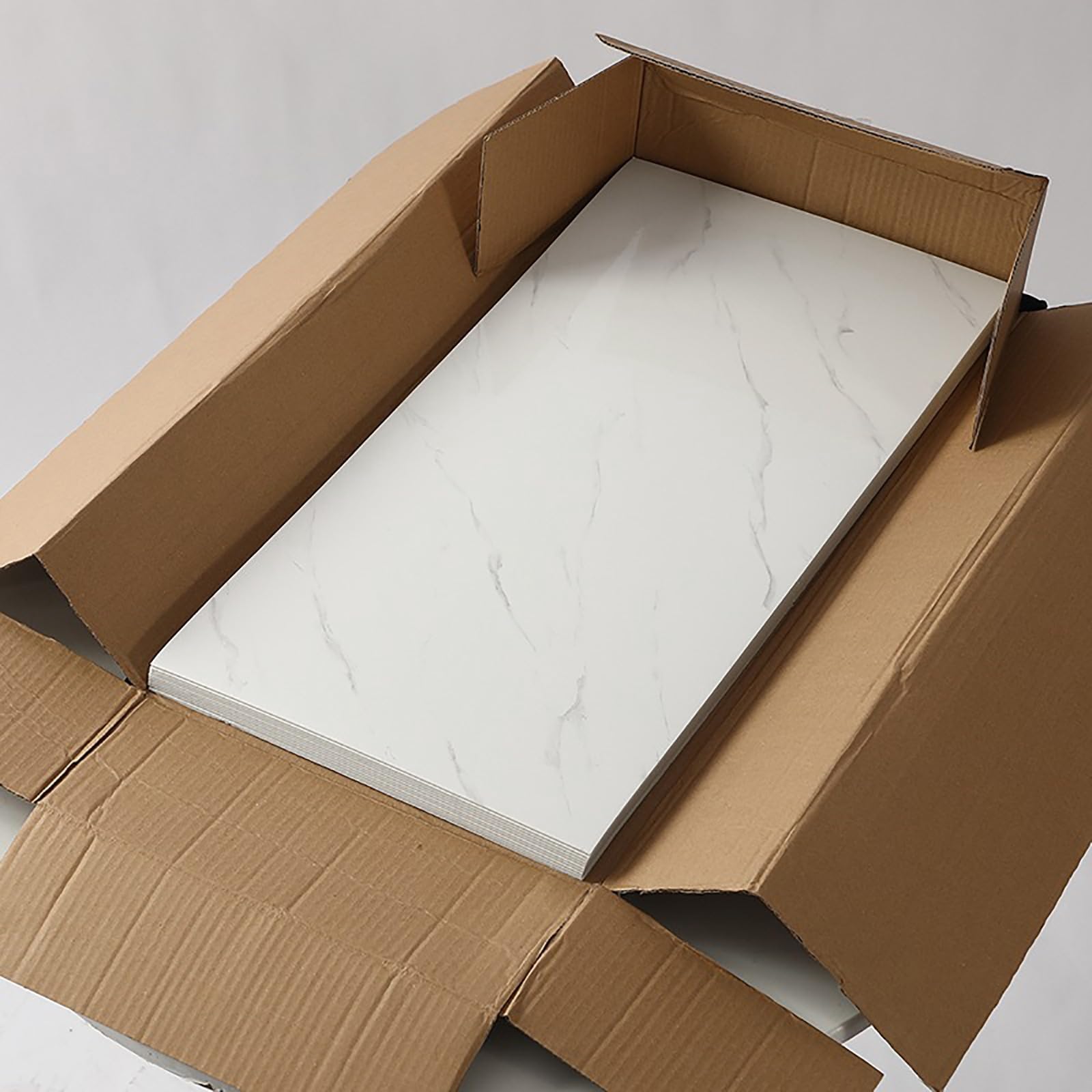 Fliesenaufkleber Marmoroptik 40 Stück, 60cm x 30cm Klebefliesen Wasserfest, Küchenrückwand Wandpaneele Selbstklebend mit Steinoptik für Küche und Badezimmer (Aschweiß)