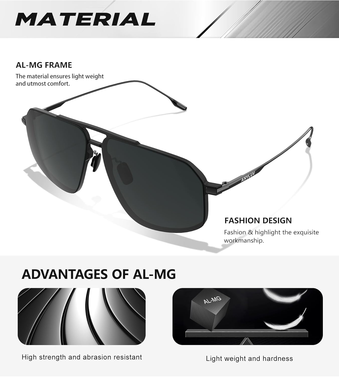 ANYLUV Polarized Sunglasses Men Aviator Mens Sunglasses, Pilot Sun Glasses Mens Womens UV400 Protection for Driving Fishing - Image 3