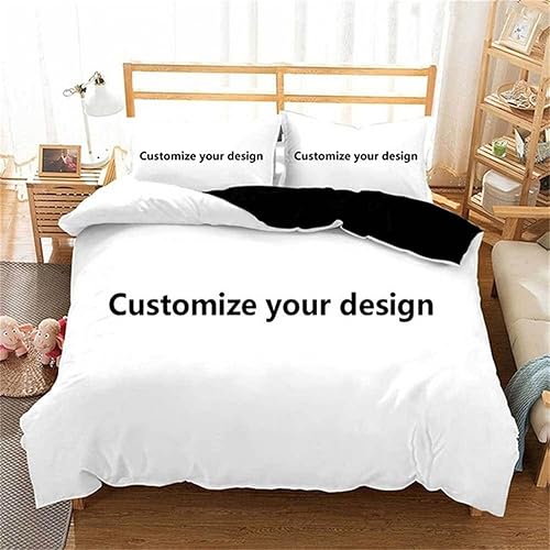 yky Juego de ropa de cama personalizada con estampado 3D con funda de almohada, sábanas personalizadas con imagen (blanco, 102.4 x 93.7 in104 x 94)