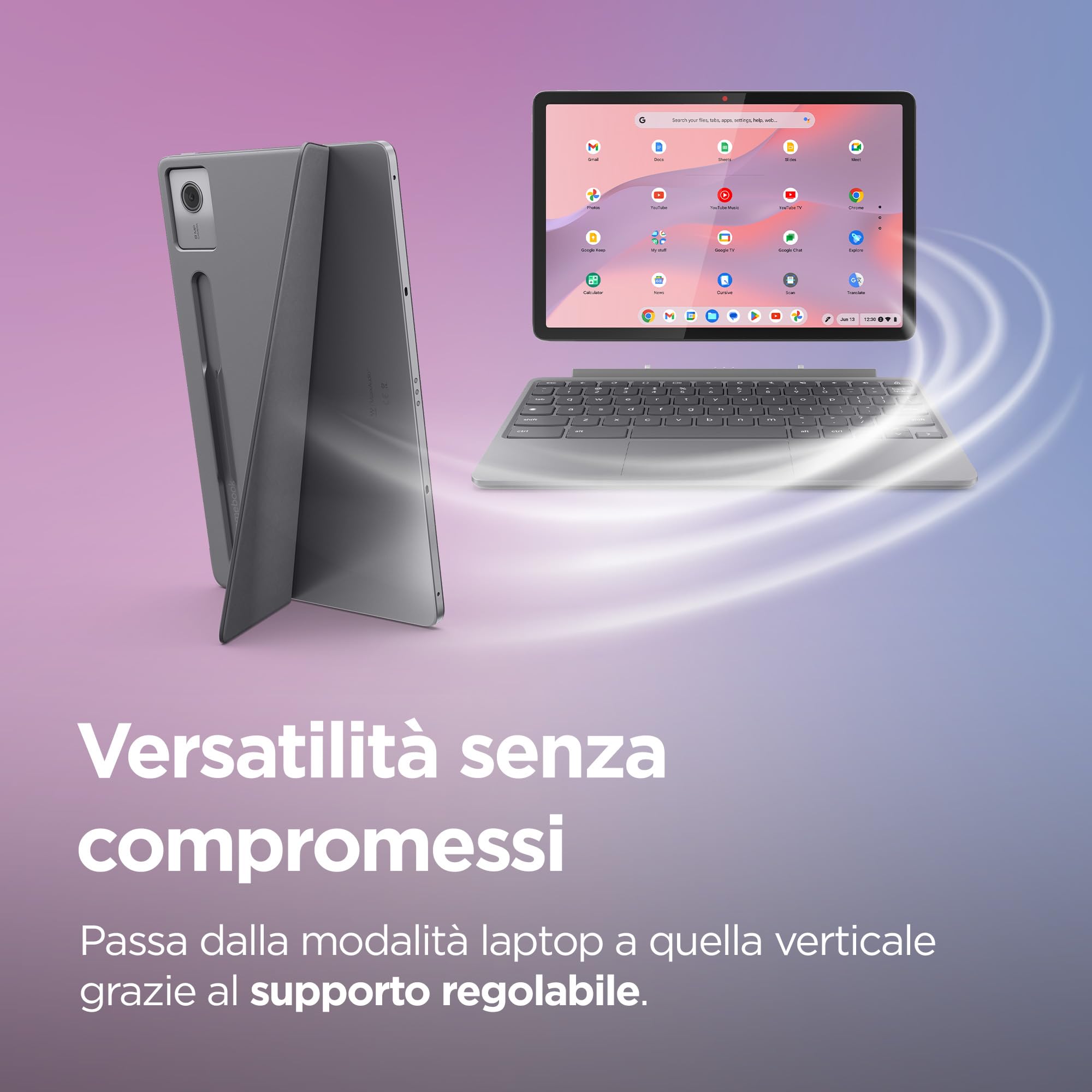 Lenovo Duet Chromebook 11" Touch IPS 128GB 8GB RAM Chrome OS Folio Stand Tastiera Notebook Tablet Convertibile MediaTek Kompanio 838