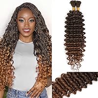 Vista 22 de Mezcla de cabello humano trenzado sintético de onda profunda a granel para trenzar, 16 pulgadas, cabello trenzado húmedo y ondulado, 2 piezas