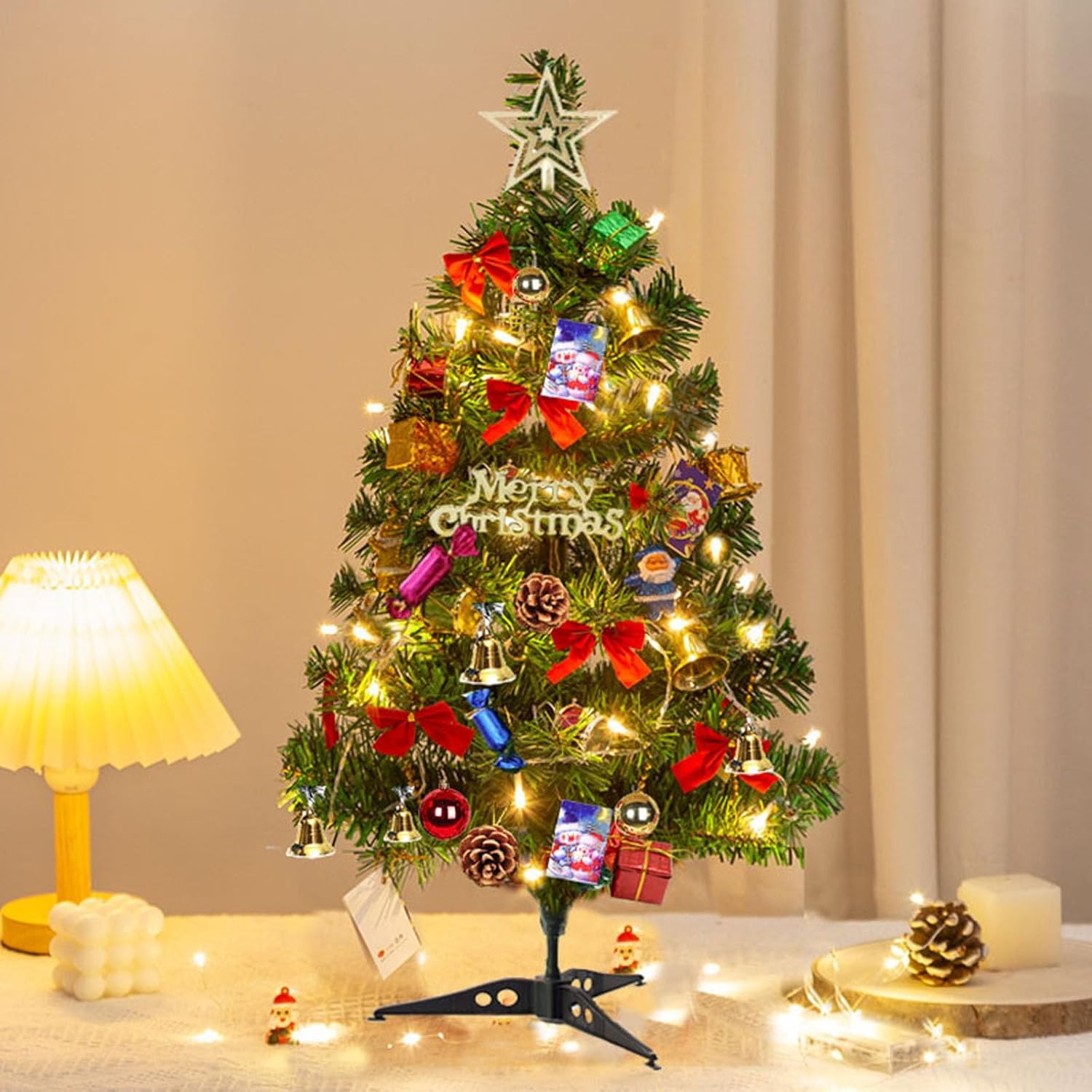 Anifer Mini Christmas tree, 2′/60cm Artificial Tabletop PVC Christmas