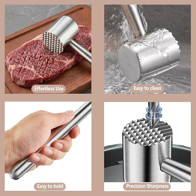Martillo Ablandador de Carne Acero Inoxidable 304 - Doble Cara miniatura 6