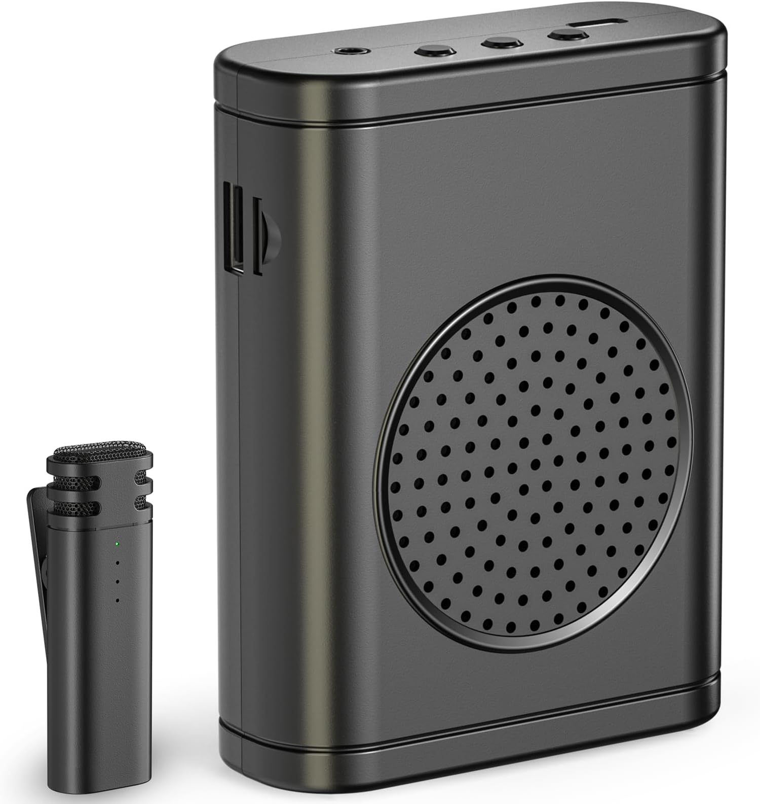 Wireless Voice Amplifier with Wireless Lavalier Microphone, Bluetooth Speaker, PA System, Support USB/TF/SD Card, Cordless Omnidirectional Mic for Teacher, Streaming, Classroom, Speech, Meeting, Yoga