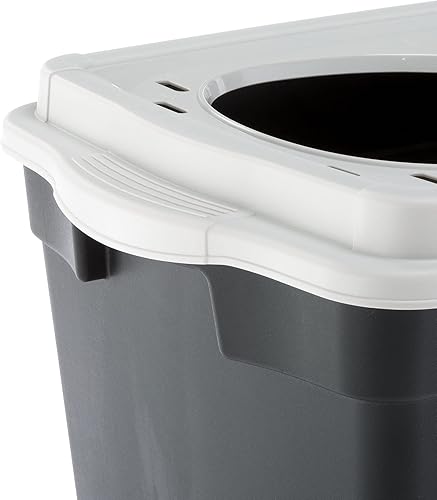 Miniatura 5 de FERPLAST Jumpy - Caja de arena para gatos con entrada superior caja de arena anti perro con rejilla de arena superior 22.56 x 15.28 x 15.56 negro y