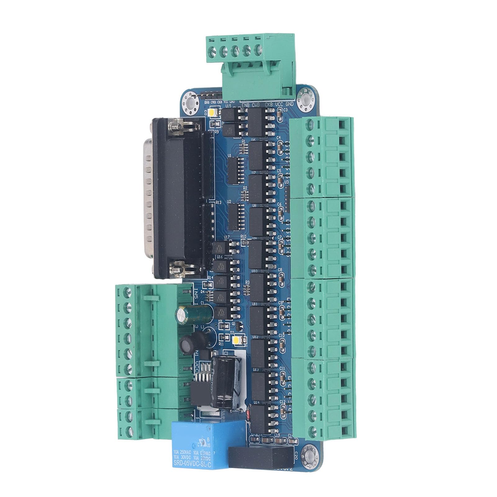 CNC-Schrittmotor-Controller-Board, 5-Achsen-Breakout-Board, kompatibel mit KCAM4 und EMC2, parallele Port-Schnittstellenverteilung für Schritttreiber, 12–60 V DC