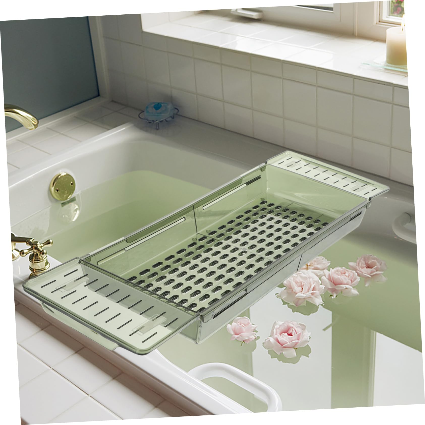 MAGICLULU Vassoio Regolabile Per Vasca Da Bagno Con Design Antiscivolo Accessorio Per Relax e Benessere Con Supporto Per Tablet e Libri Realizzato Materiale Pet Sicuro e Durevole Adatto