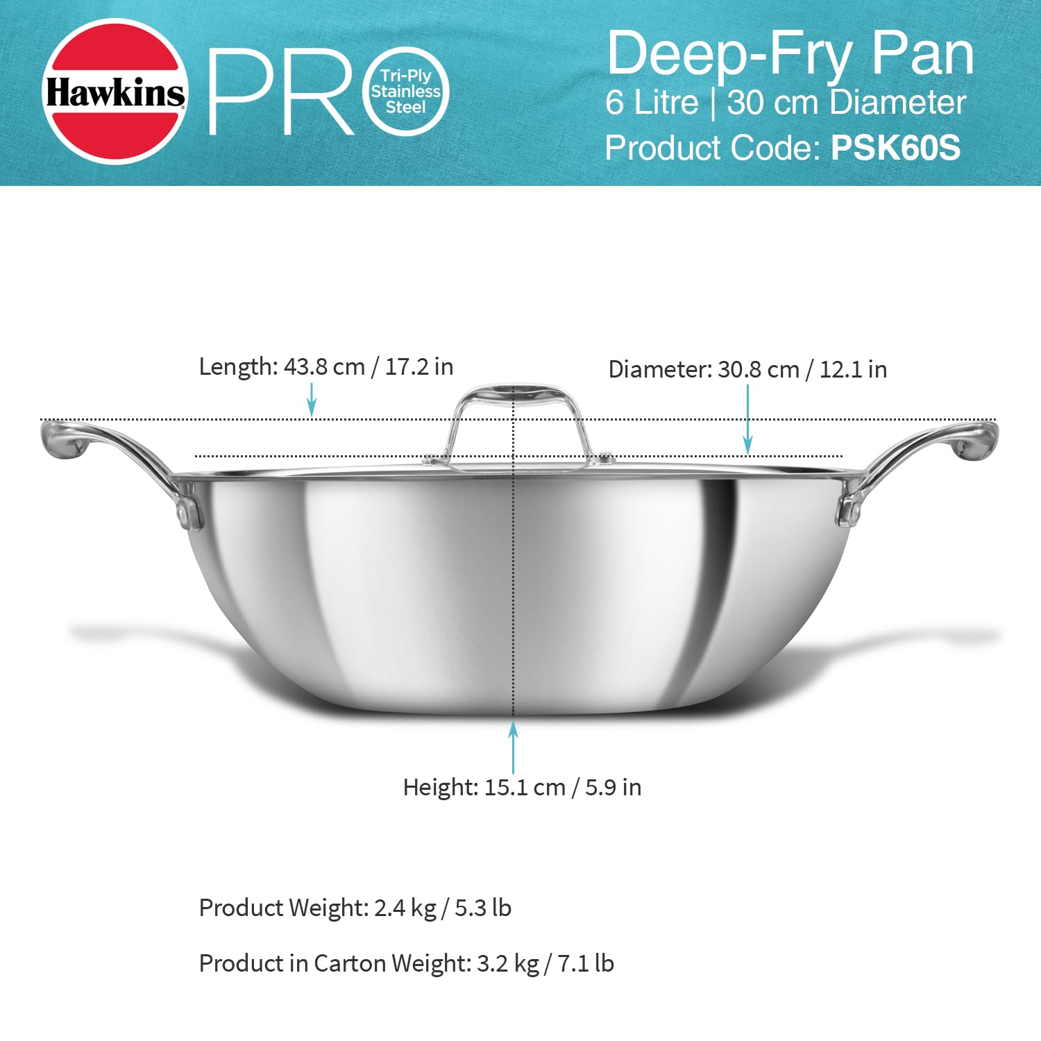 Hawkins Pro 6L Deep Fry Pan - Triply Stainless Steel -9