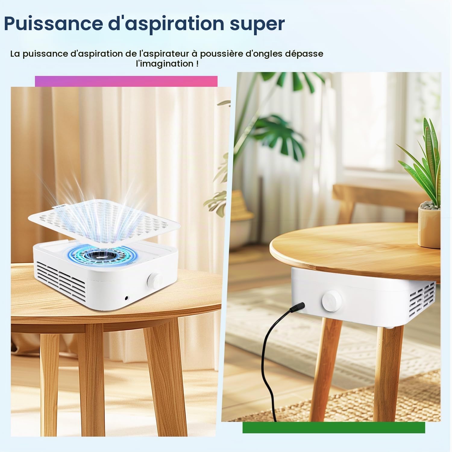 JODSONE Aspirateur Ongle à Haute Aspiration 12000 tr/min, pour Ongles en Acrylique, 120W Haute Puissance Collecteur de Poussière pour Ongles, Idéal Salon et Débutants, avec Filtre Haute Densité