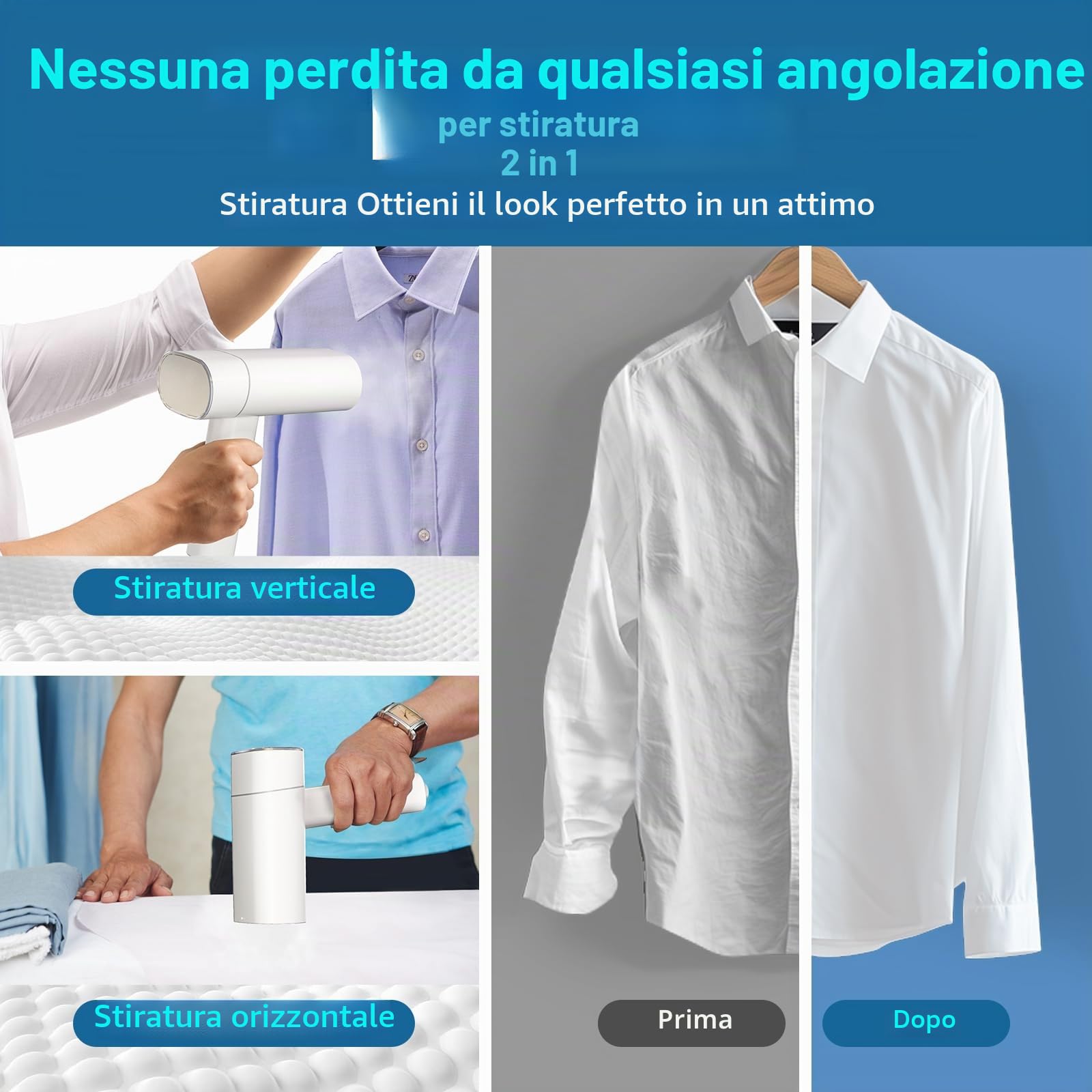 VINATO Ferro da Stiro Verticale, Vaporizzatore da 1300W con Serbatoio dell'acqua per Vapore, Ferro da Stiro a Vapore per Vestiti, Riscaldamento Rapido e Rimozione Delle Pieghe per i Vestiti