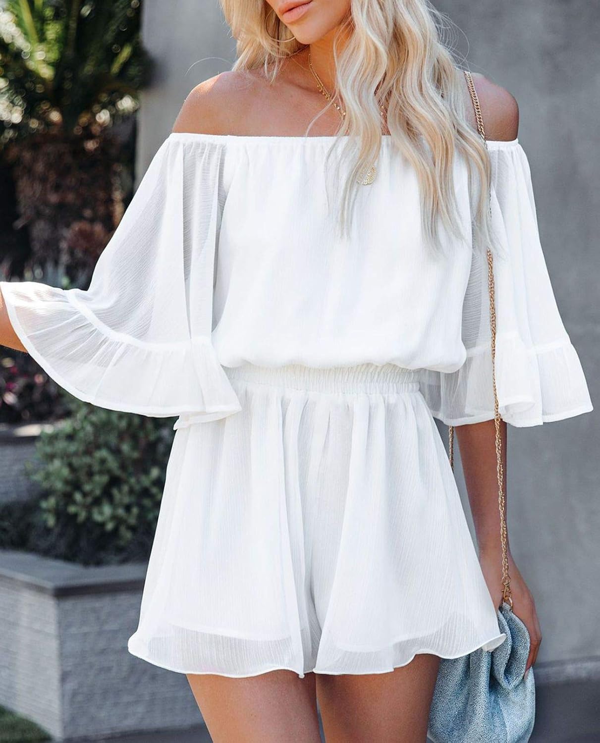 Fixmatti Women Boho Summer Romper Casual Floral Print Off Shoulder Strapless Shorts Jumpsuits - Image 2