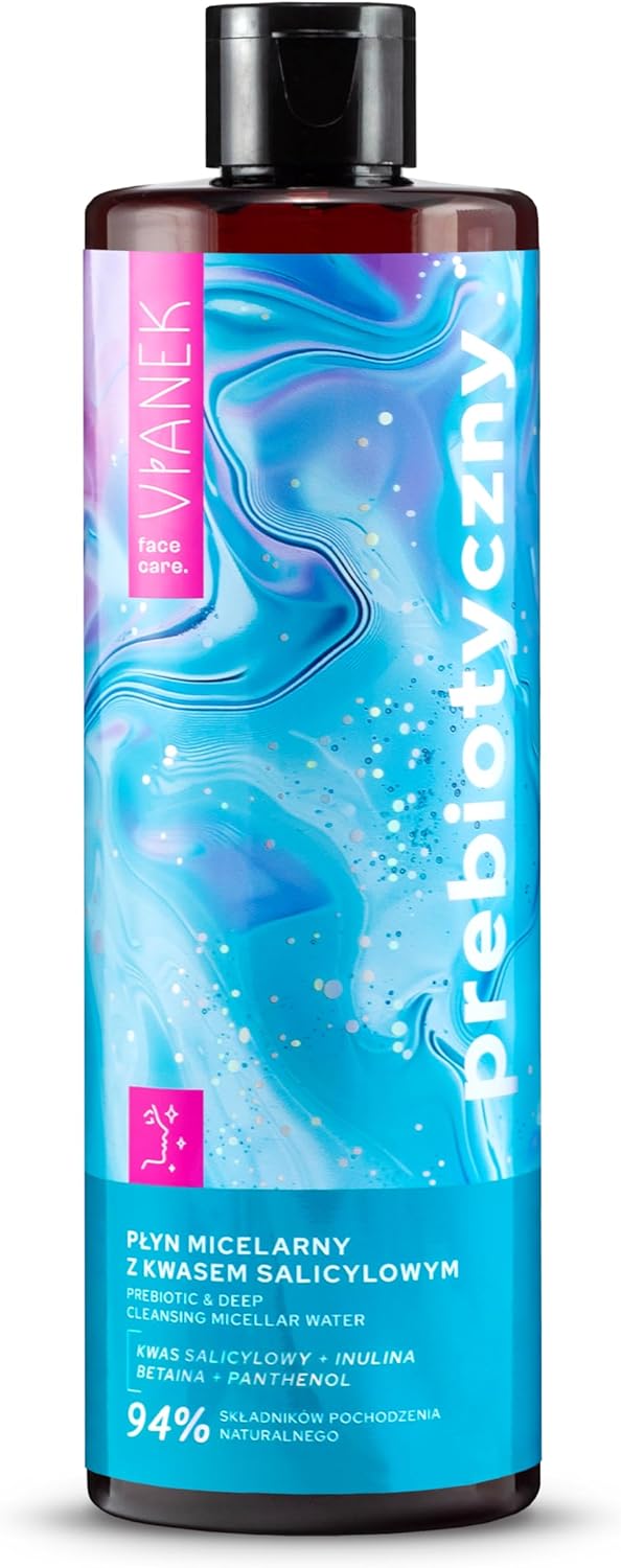 VIANEK Micellair water met salicylzuur, 400 ml, verwijdert make-up, reinigt poriën, vermindert onzuiverheden, make-up remover voor alle huidtypes, zachte reiniging en veganistische formule