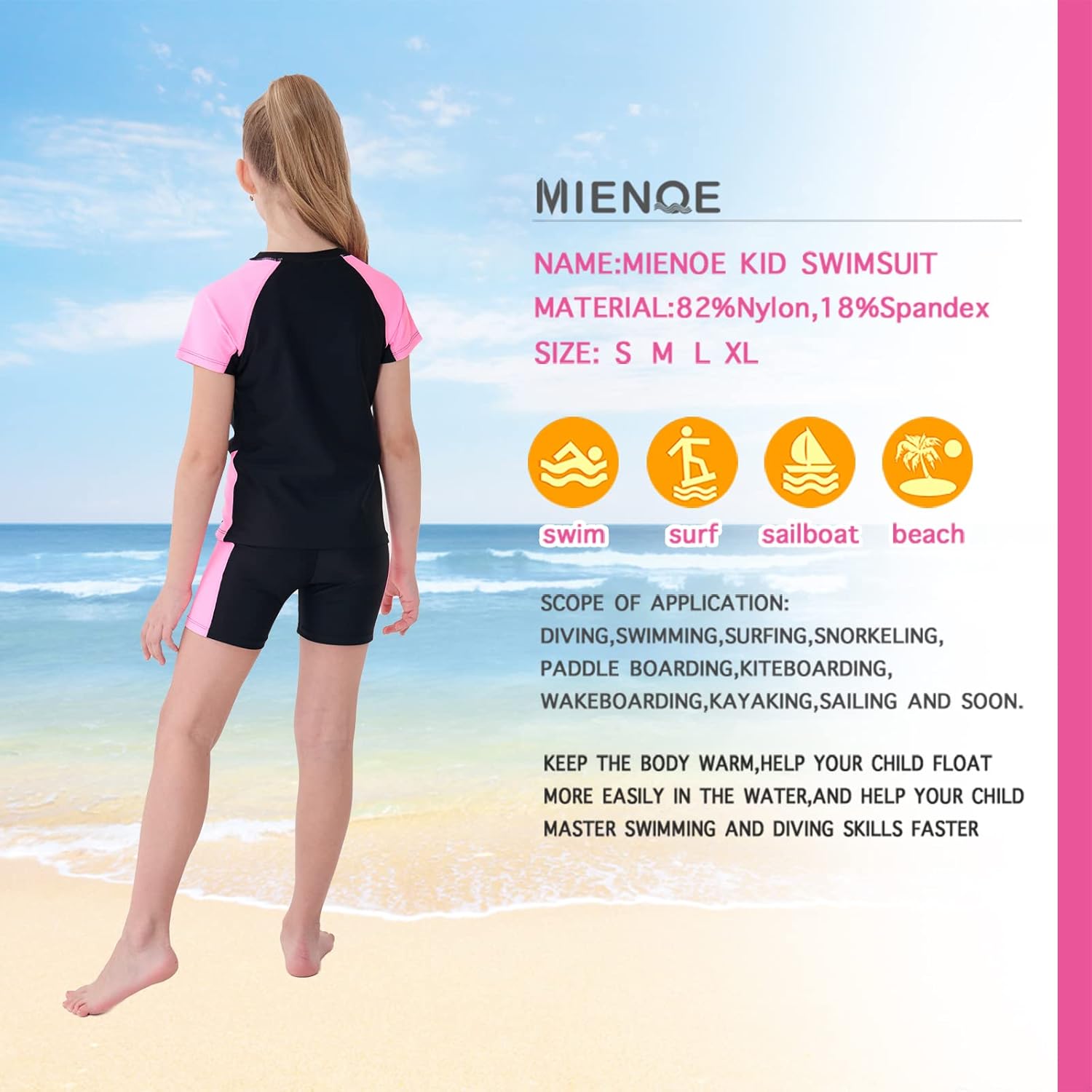 MIENOE Teen Girls' Swimsuit Two Piece Kid Swimsuit Girls Water Sport Shorts UPF 50+ Sun Protection Bathing Suits - Image 2