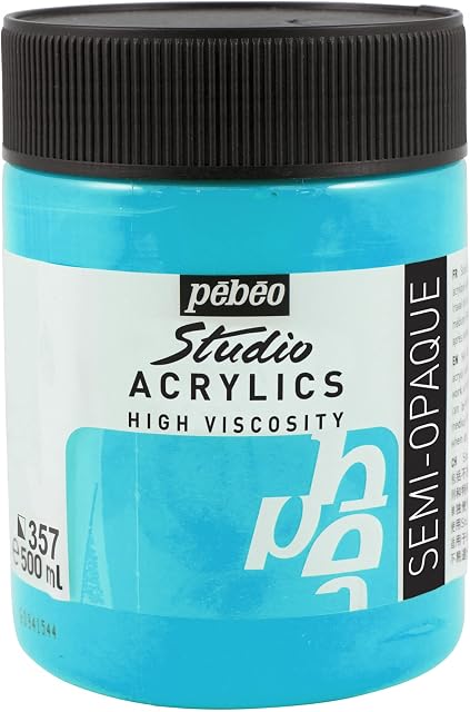 Pébéo 172357 - Studio Acrylics Fine Acrylic - Acrylic Paint - Iridescent Acrylic - Iridescent Blue-Green, 500 ml, (Pack of 1)