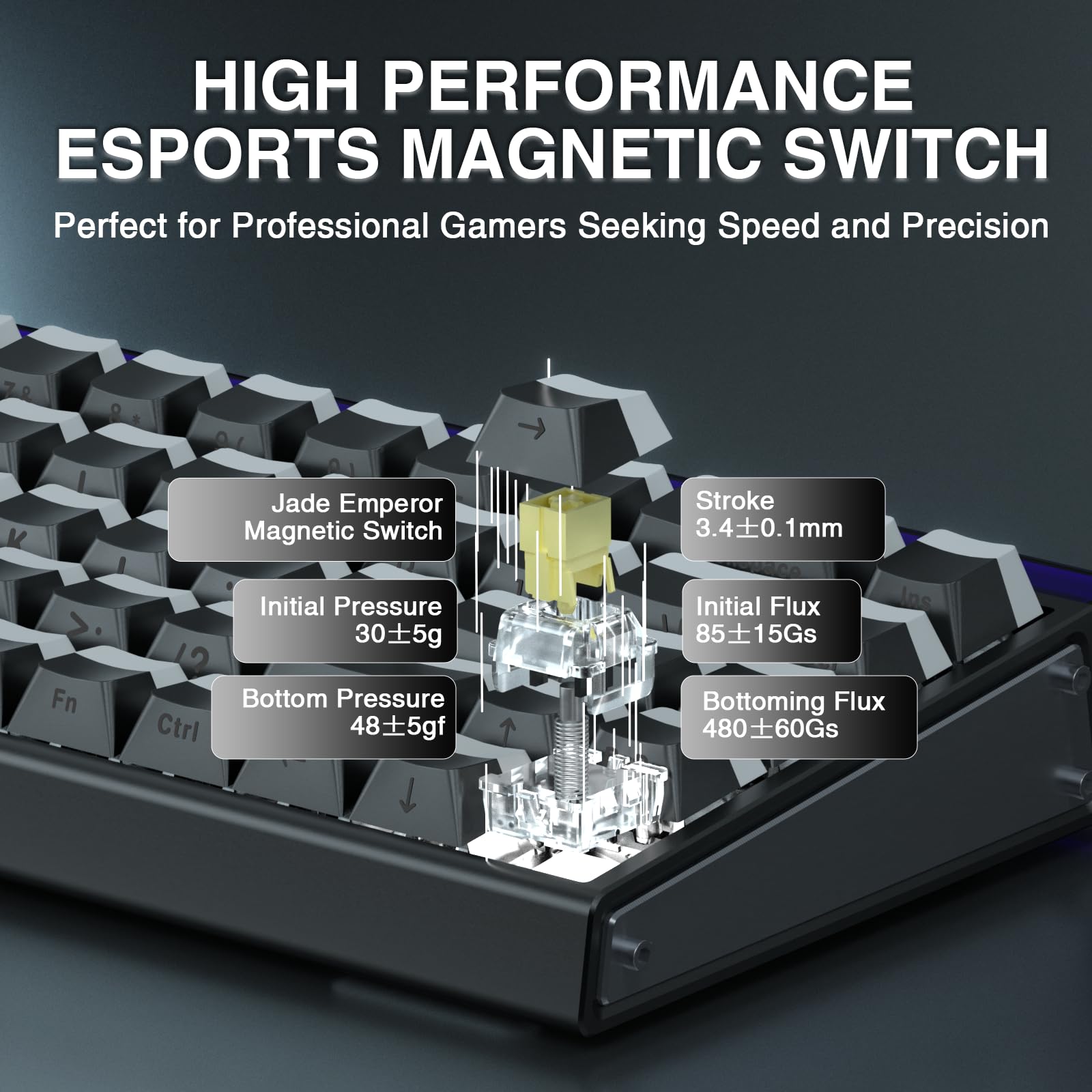 AULA Hero 68 Gaming Tastatur Mechanisch,Hall Effect Magnetic Switch,0.01mm Einstellbare Betätigung Rapid Trigger,8K Polling Rate,Seitlich Graviert,60% RGB Tastatur mit Kabel,QWERTY (Schwarz)