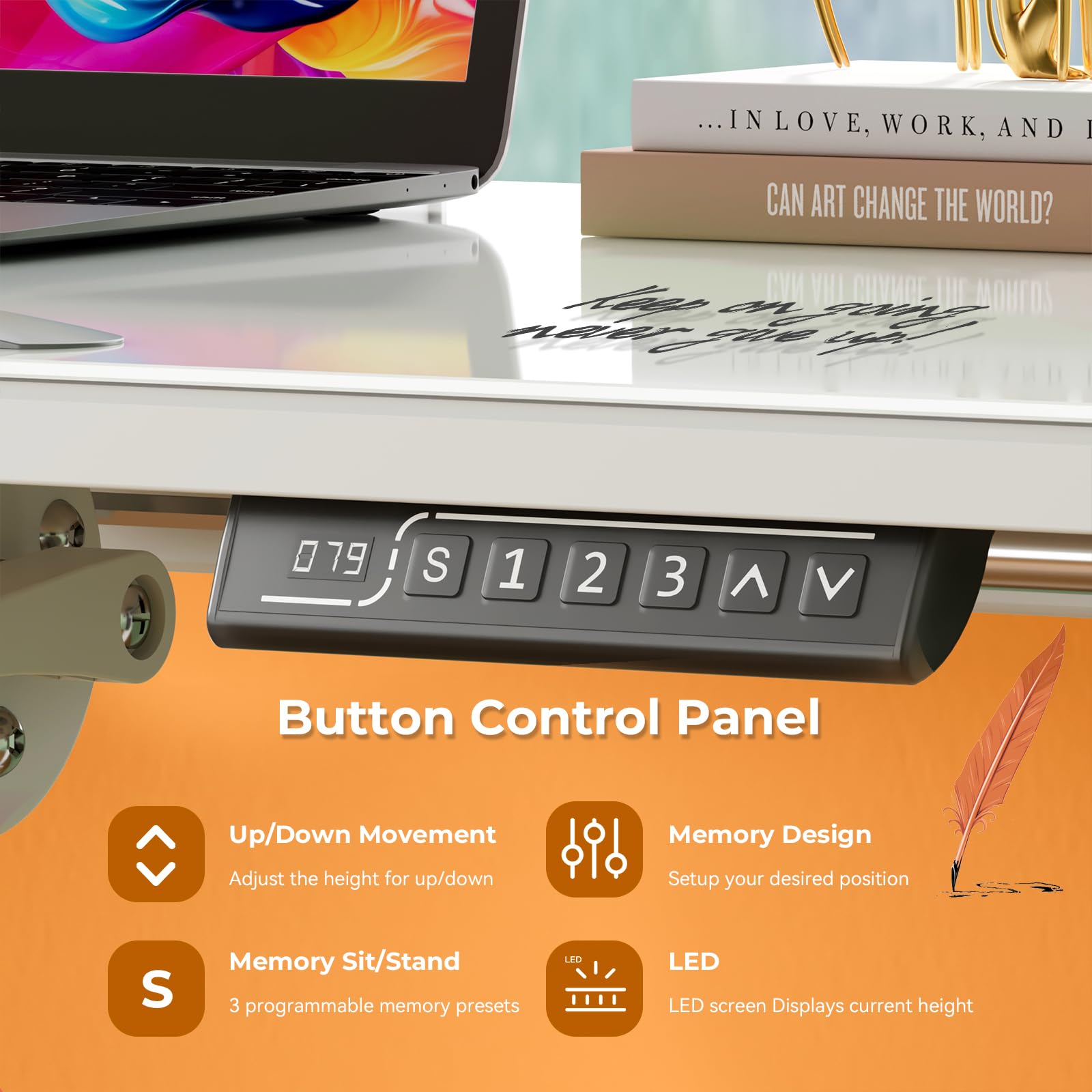 35inch Glass Standing Desk 90 Tiltable Mobile Rising Desk Height Adjustable Whole Piece Rolling Drafting DrawingTable with Wheels — view 9