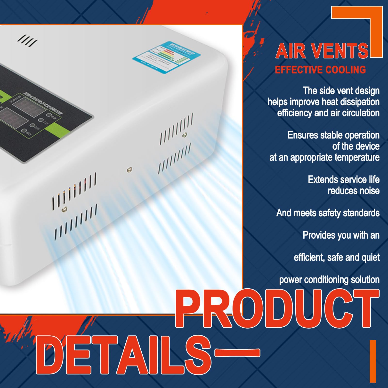 Estabilizador de Voltaje Automático Monofásico de Alta Resistencia, Estabilizador de Tensión para Electrodomésticos - Protección contra Sobrevoltaje y Cortocircuitos con Tecnología de Punto