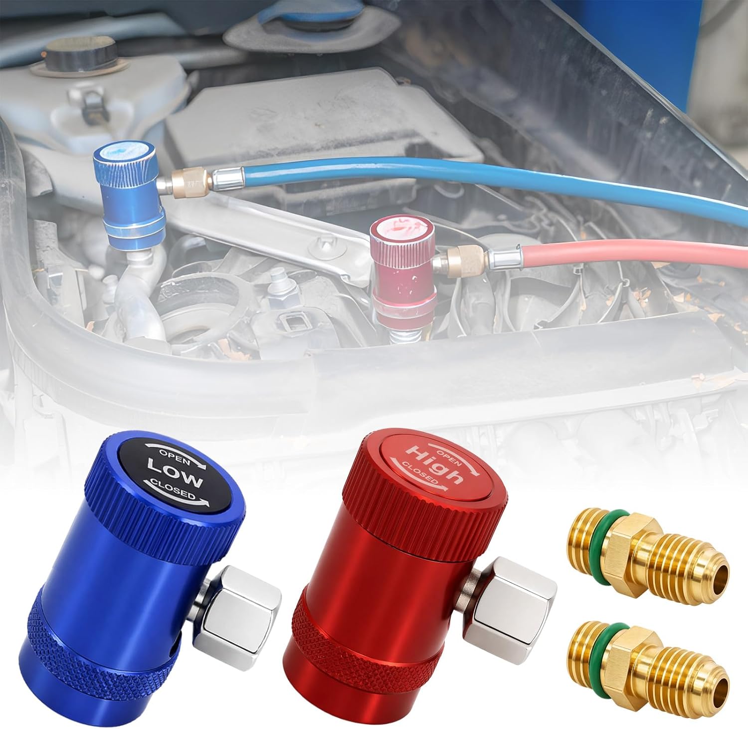 Set de 2 Adaptadores Rápido R1234yf para AC, Alta y Baja Presión