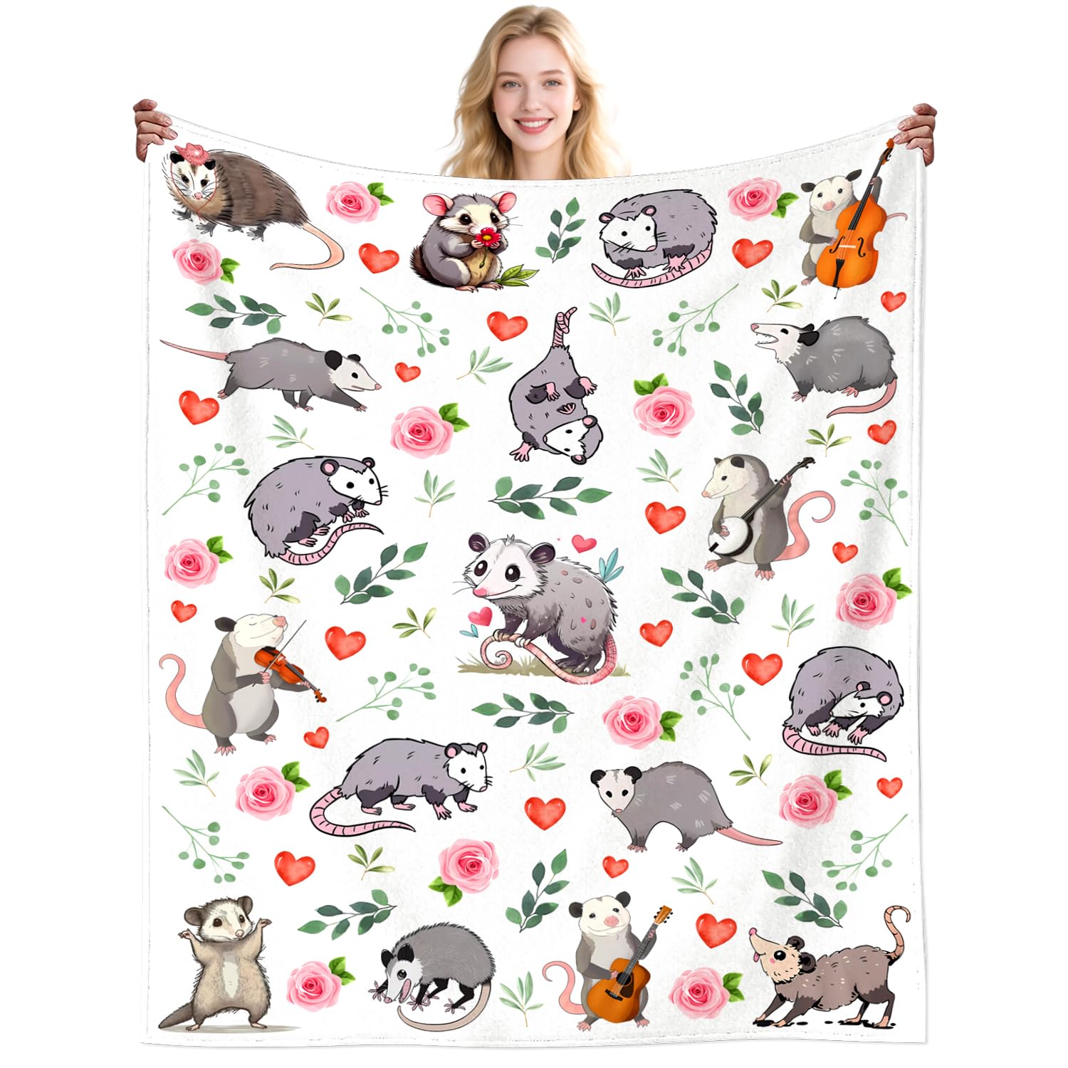 DikoGoGo Possum Gifts Blankets Stuff Opossum Throw Blanket Plush Cute Animal Funny Opossum Gifts for Possum Lovers Girls Boys Kids Women Men Adults Room Decor 60"X50"INCH