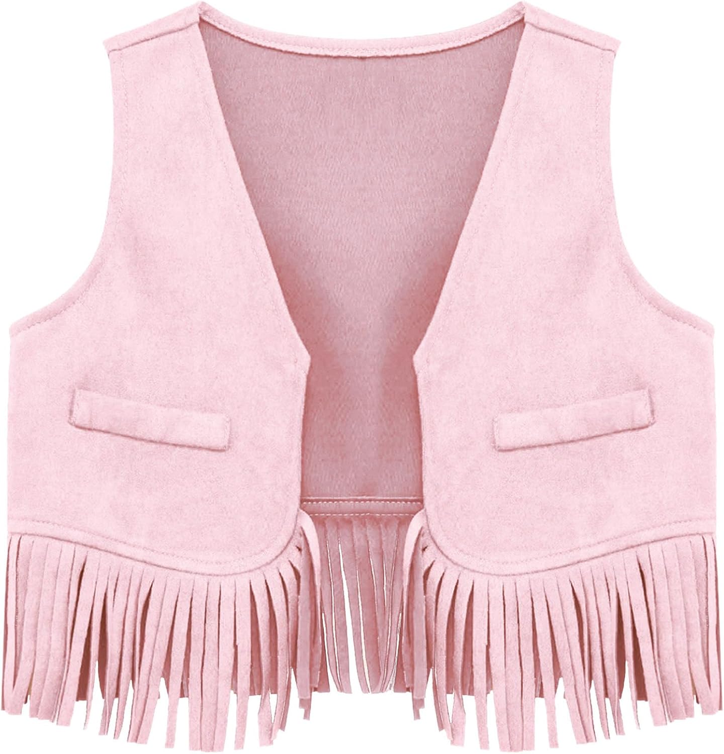 Toddler Baby Halloween Cowboy Cowgirl Dress Up Open Front Suede Vest Tassels Fringe Waistcoat Tops