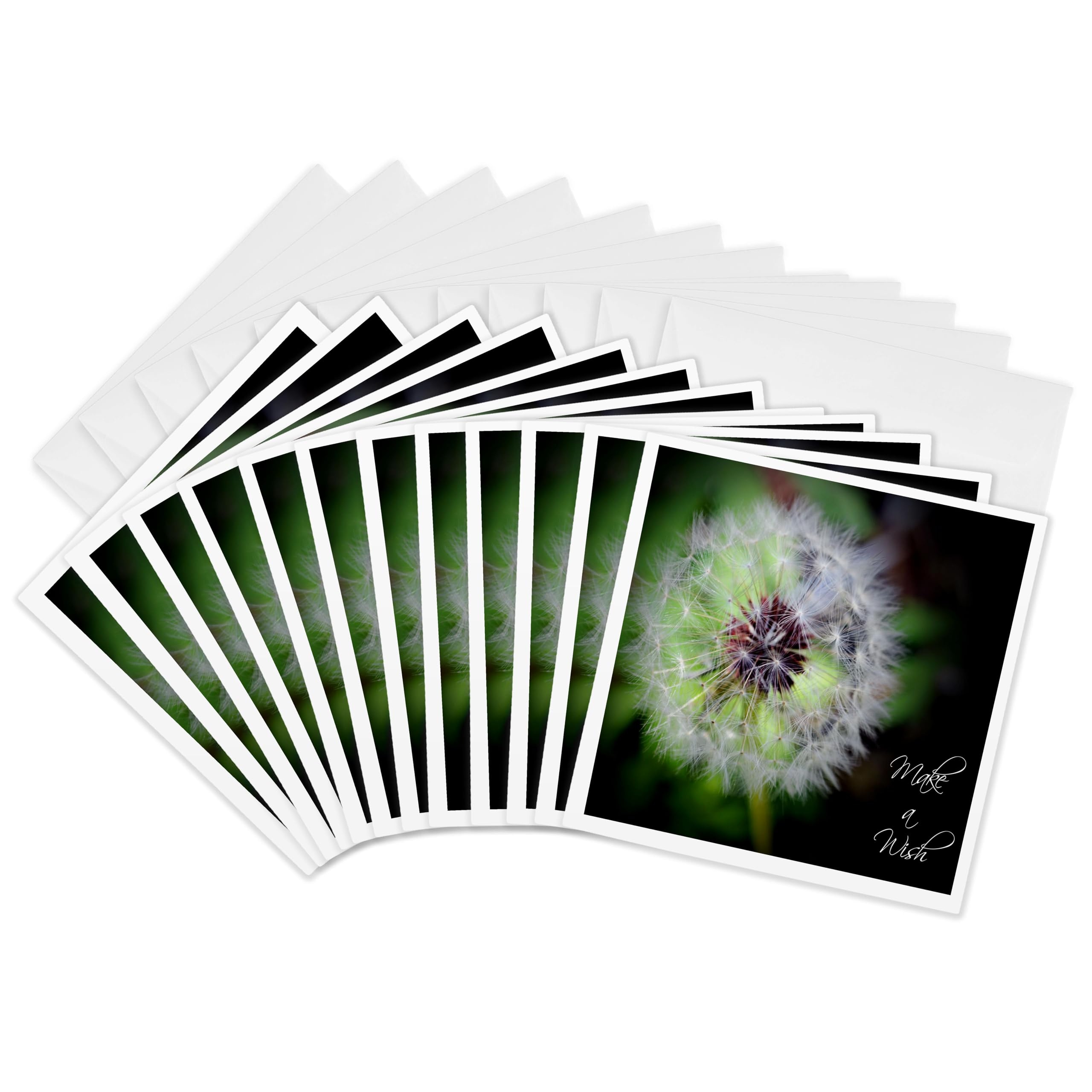 3Drose Make a Wish Dandelion Puff Ball - Greeting Cards, 6 by 6-inches, Set of 12 (gc_30607_2)