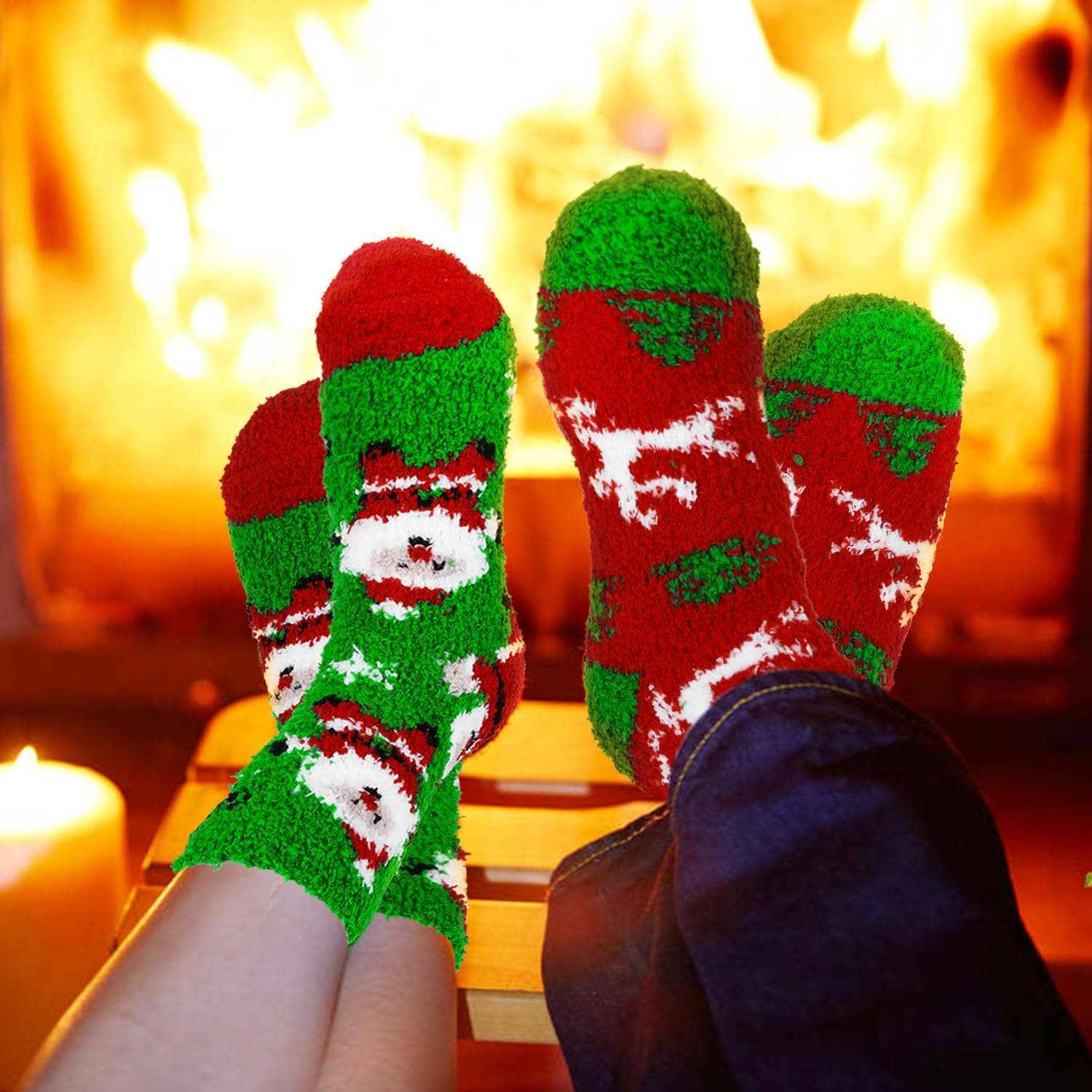 Christmas Socks - 6 Pairs Adult Fuzzy Holiday Socks for Warm Winter - Image 4