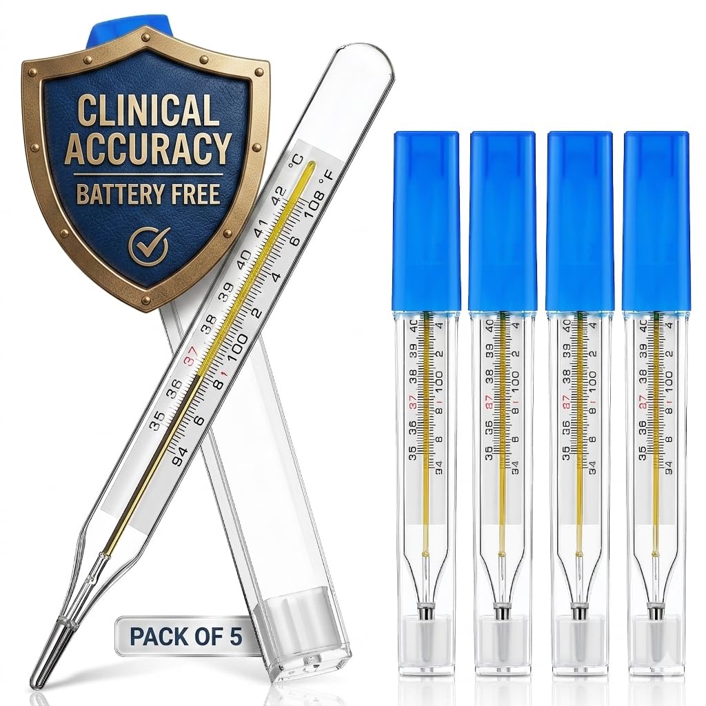 Ciieeo 5pcs Glass Oral Temperature for Adults, Free Clinic Armpit Fast Reading Fever Indicator Dual Scale ℃&℉ for Home Use-picture-32