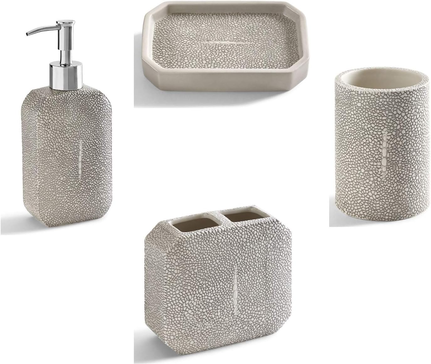 Kassatex 4Piece Bath Accessory Set, Shagreen Bath