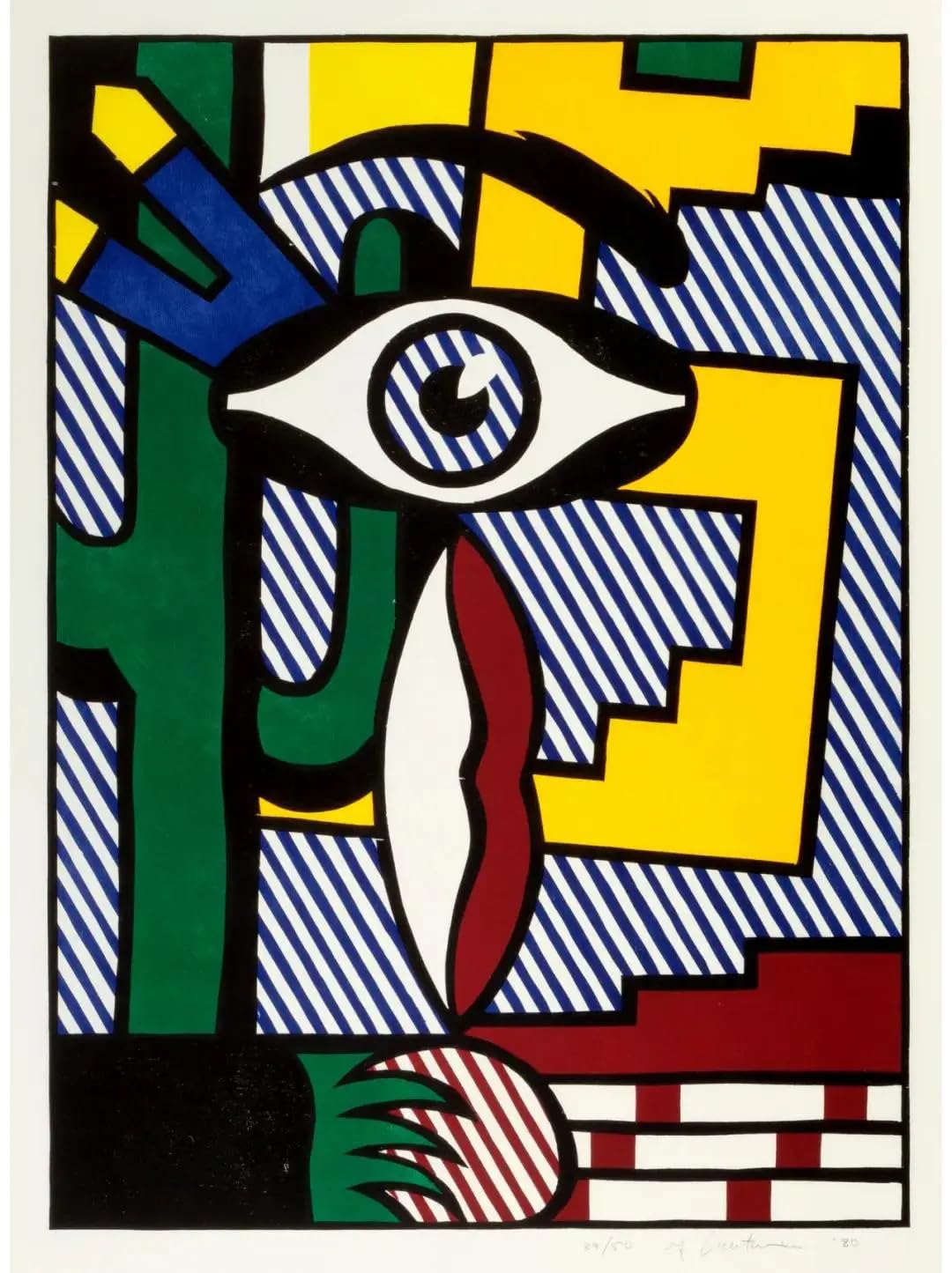 QSDTGHUIKP Roy Lichtenstein Pop Poster《Untitled》Canvas Painting Abstract Wall Art Roy Lichtenstein Prints Modern Picture for Home Decor 16x24inx1 Frameless