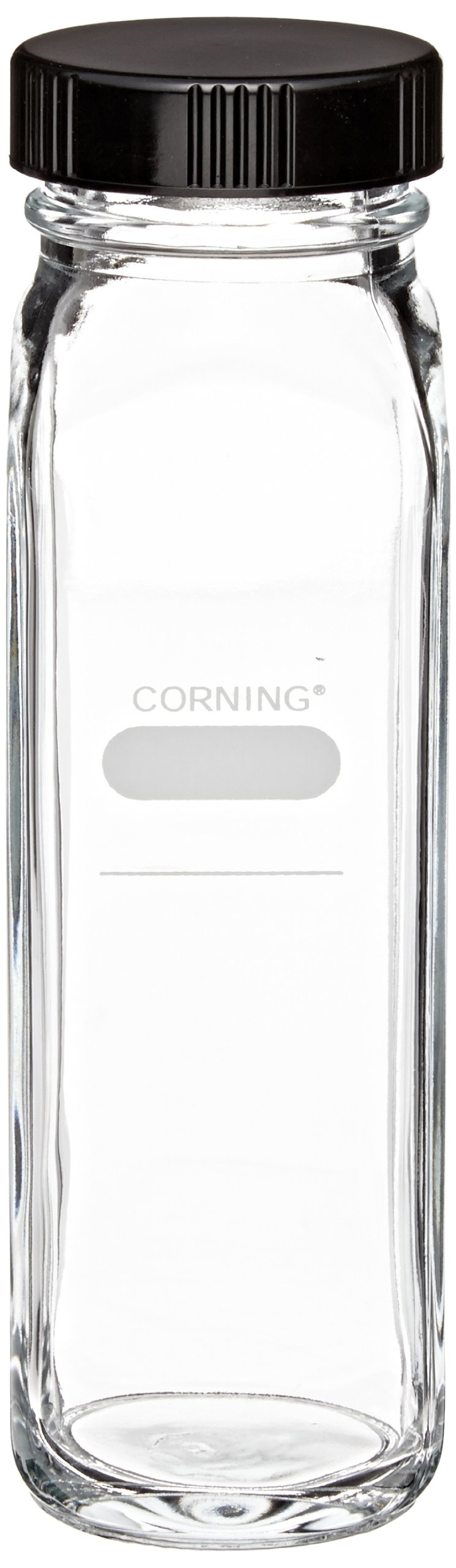 Corning Pyrex Borosilicate Glass Wide Mouth Milk Dilution Bottle with Screw Cap for Graduated, 160ml Capacity (Case of 48)