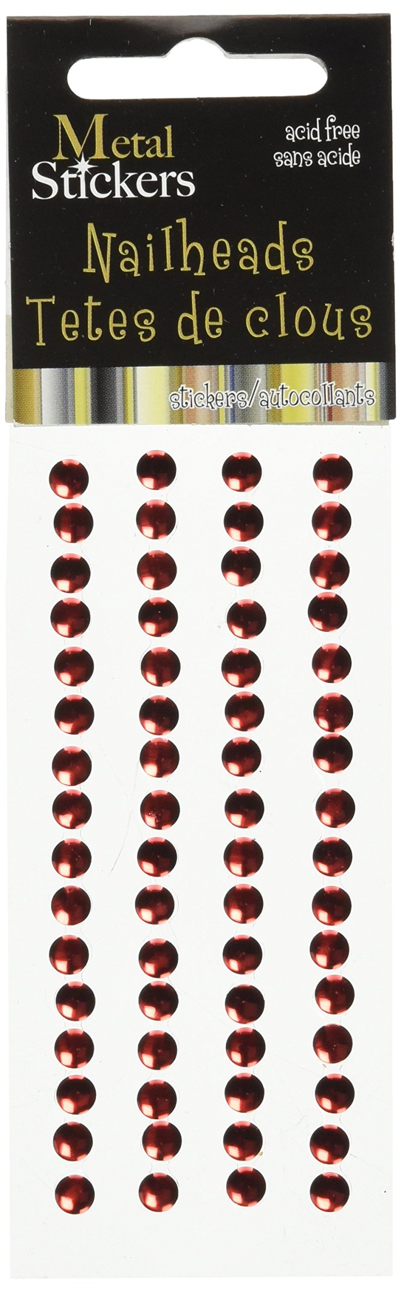 Mark Richards Metal Stickers Nailheads 5 mm, Round 64 Pieces-Red, OSFA