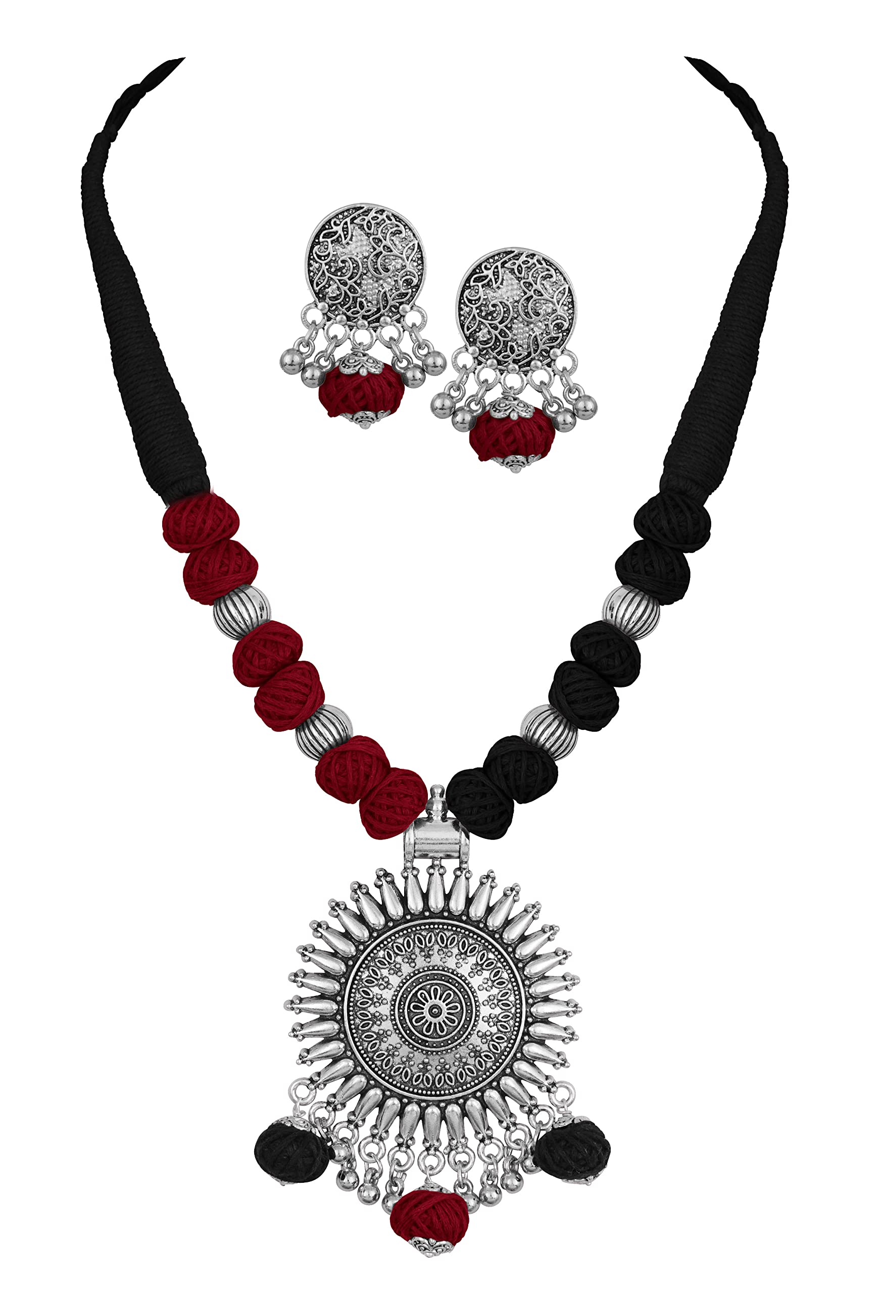 See full amazon price history chart for JFL - Jewellery for Less Oxidised Silver Round Chakra Pendant with Cotton Thread Balls Handcrafted Necklace Set with Adjustable Thread Women & Girls. (Black,Maroon) JFL - Jewellery for Less Oxidised Silver Round Chakra Pendant with Cotton Thread Balls Handcrafted Necklace Set with Adjustable Thread Women & Girls. (Black,Maroon) (B0BQN224C9) Amazon Price History, Amazon Price Tracker
