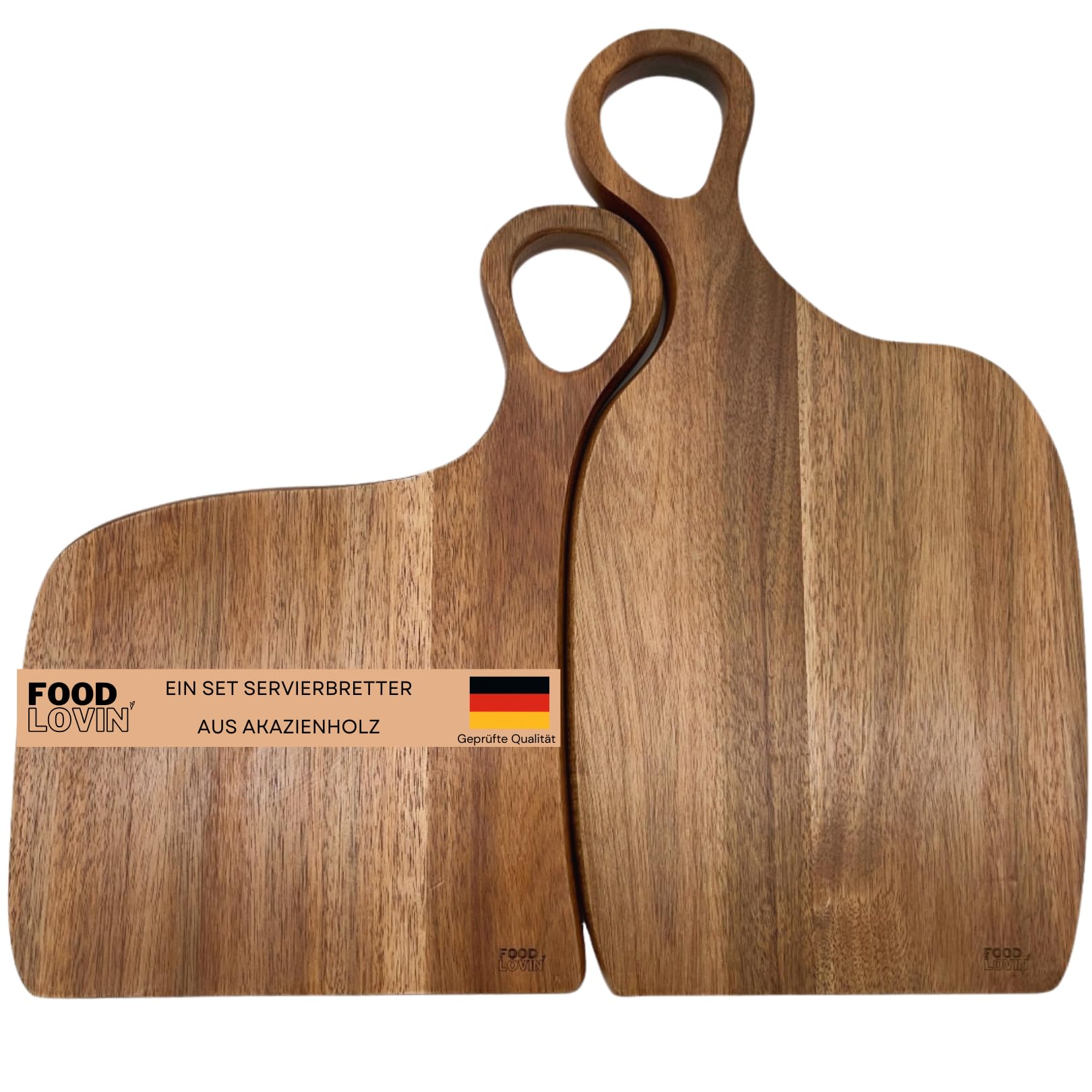 Premium Schneidebrett Aus Massivem Akazienholz – 32,5x22,5x1,5 Cm, Antibakteriell, Spülmaschinenfest, Mit Rutschfesten Füßen