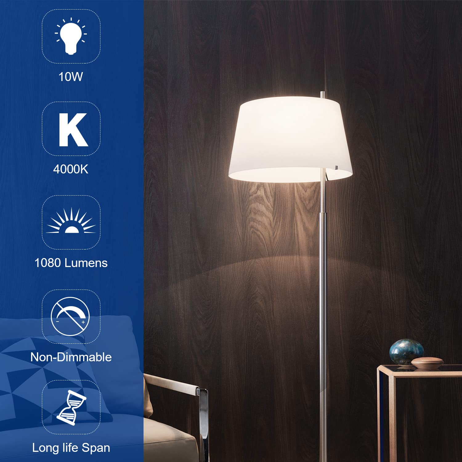 OLEVOLT LED Lampadina E27 Luce Naturale 4000K 1200LM Mais Lampadina E27 10W Equivalente 80W Lampada Alogena, Non Dimmerabile Nessun Sfarfallio Lampadina LED E27 Risparmio Energetico Set di 6