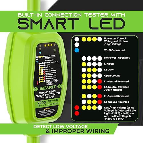 Miniatura 4 de GEARit Protector contra sobretensiones RV de 50 amperios (Wi-Fi con aplicación integrada) Monitor en tiempo real - Enchufe, entradas, receptáculos -