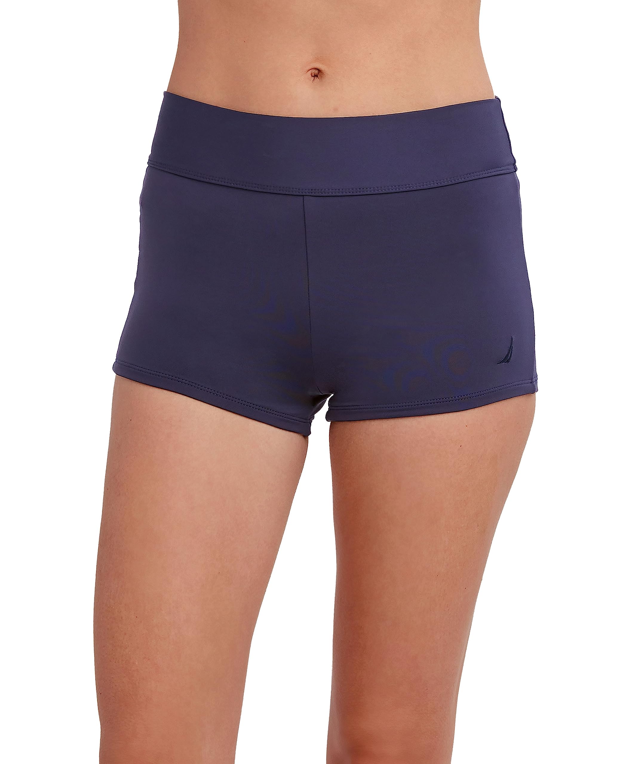 nautica Women's Solid Core Boyshort Bikini Bottom, Deep Sea, Large-picture-54
