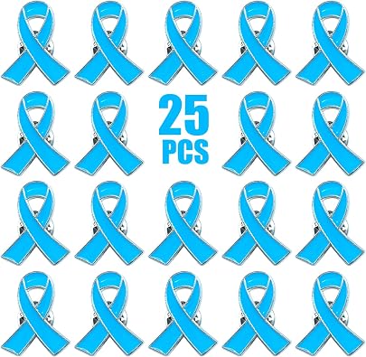 25pcs Light Blue Ribbon Pins Prostate Cancer Awareness Products