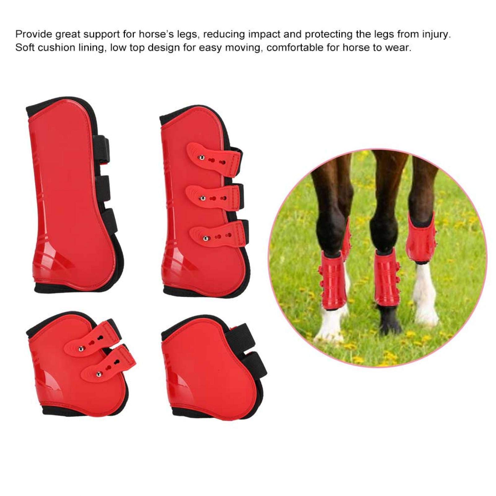 Desconocido Protector de Patas de Caballo, un Juego de Botas de Patas Delanteras y traseras Protector de Patas Ajustable Equipo de equitación (L)