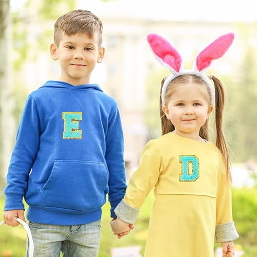 Miniatura 53 de Jongdari Letras termo-adhesivas de felpilla para ropa, parches de letras del alfabeto con brillantina para coser, con adhesivo planchado, 4