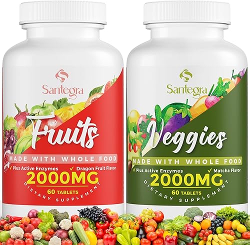 Suplementos de frutas y verduras de 2000 mg, equilibrio natural de más de 35 frutas y verduras, suplemento 100% de superalimentos integrales de