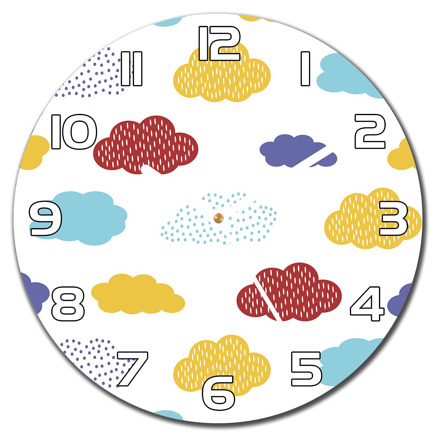 Horloge en Verre 30 cm Salon - Pendule Murale Nuages pour Chambre Enfant et Cuisine