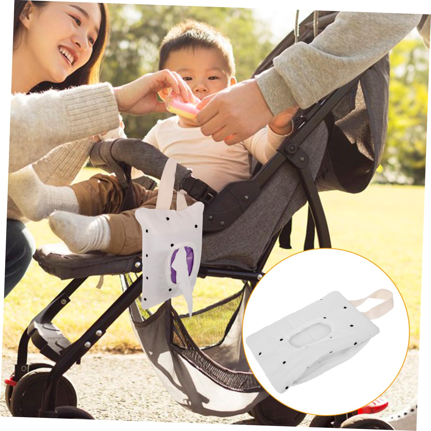 Yardwe 5 Stück kleiner Tücherspenderbeutel wischen Handtuch Spender wiederverwendbar Tragbare Tücherbehältertasche Behälterbeutel für Feuchttücher Baumwolle Beige