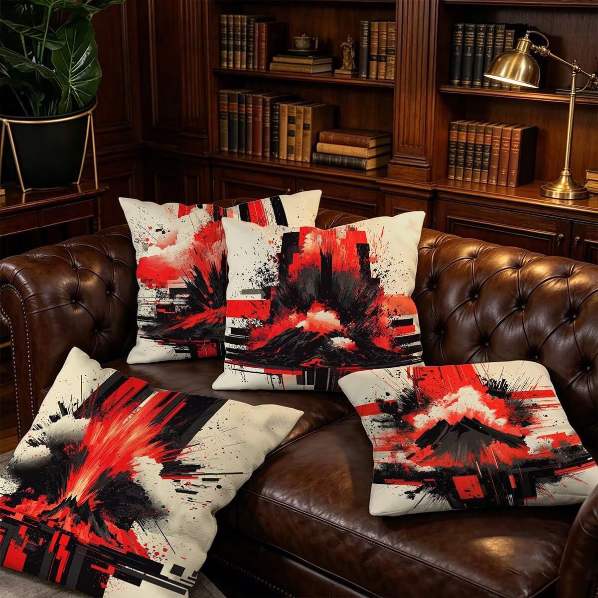 Federe Cuscini Divano 55x55 cm, Beige Cuscini per Divano, Velluto Federe Cuscino Letto Impermeabili Set da 4, Copricuscini Astratto Motivo con Cerniera Invisibile Design per Sofá, Regalo Donna G-97