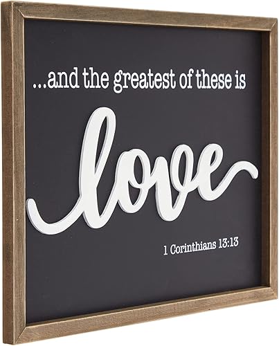 Miniatura 3 de Decoración de pared religiosa de madera enmarcada estilo granja para baño, arte de pared 1 Corintios 13:13 para sala de estar (11.75 x 15 pulgadas)
