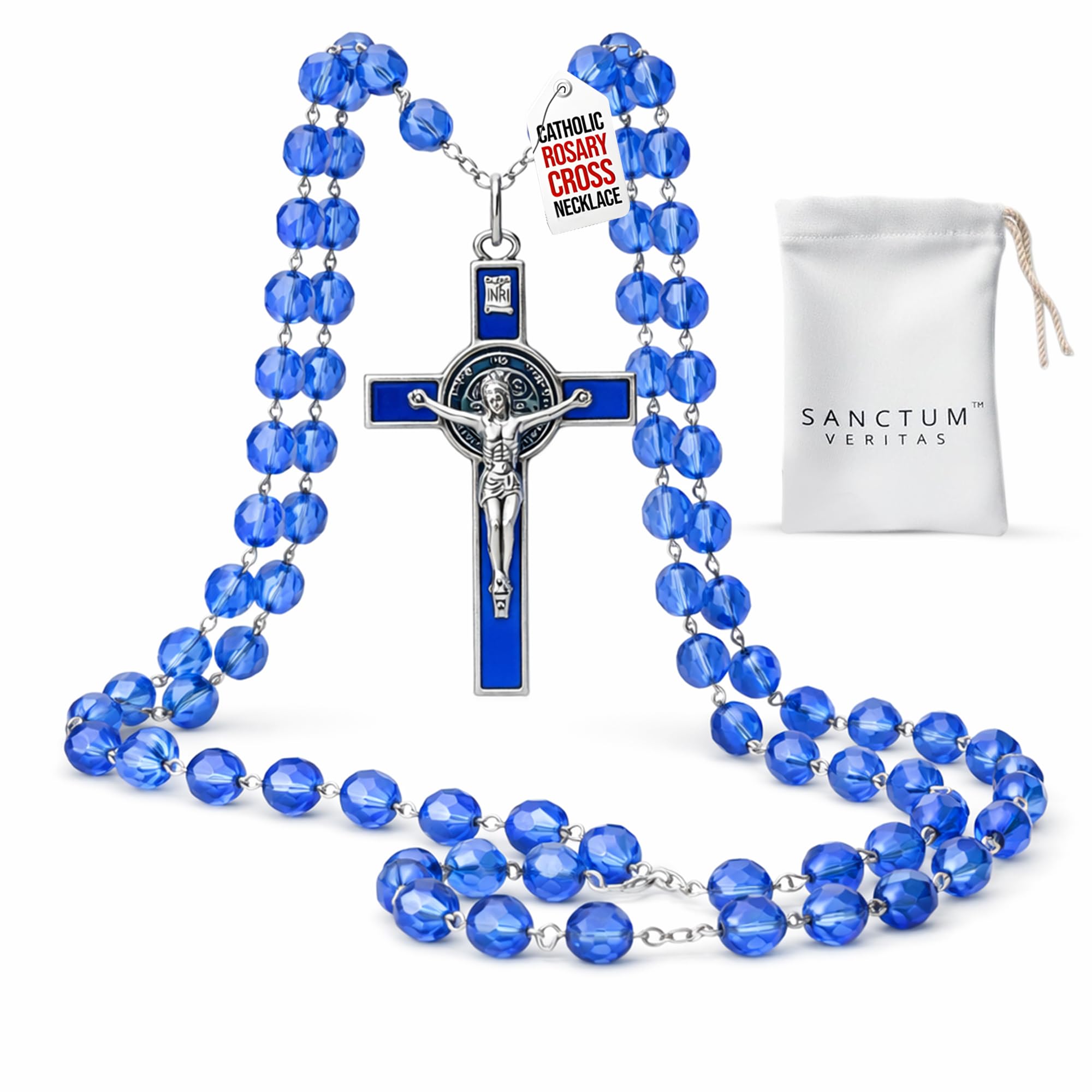 Genuine Made in Italy Rosary apostolic Blessing Pope Leo XIV Saint Benedict Medal Cross perfect for car mirror Rosarios catolicos para hombre Patron of Students Christian Values