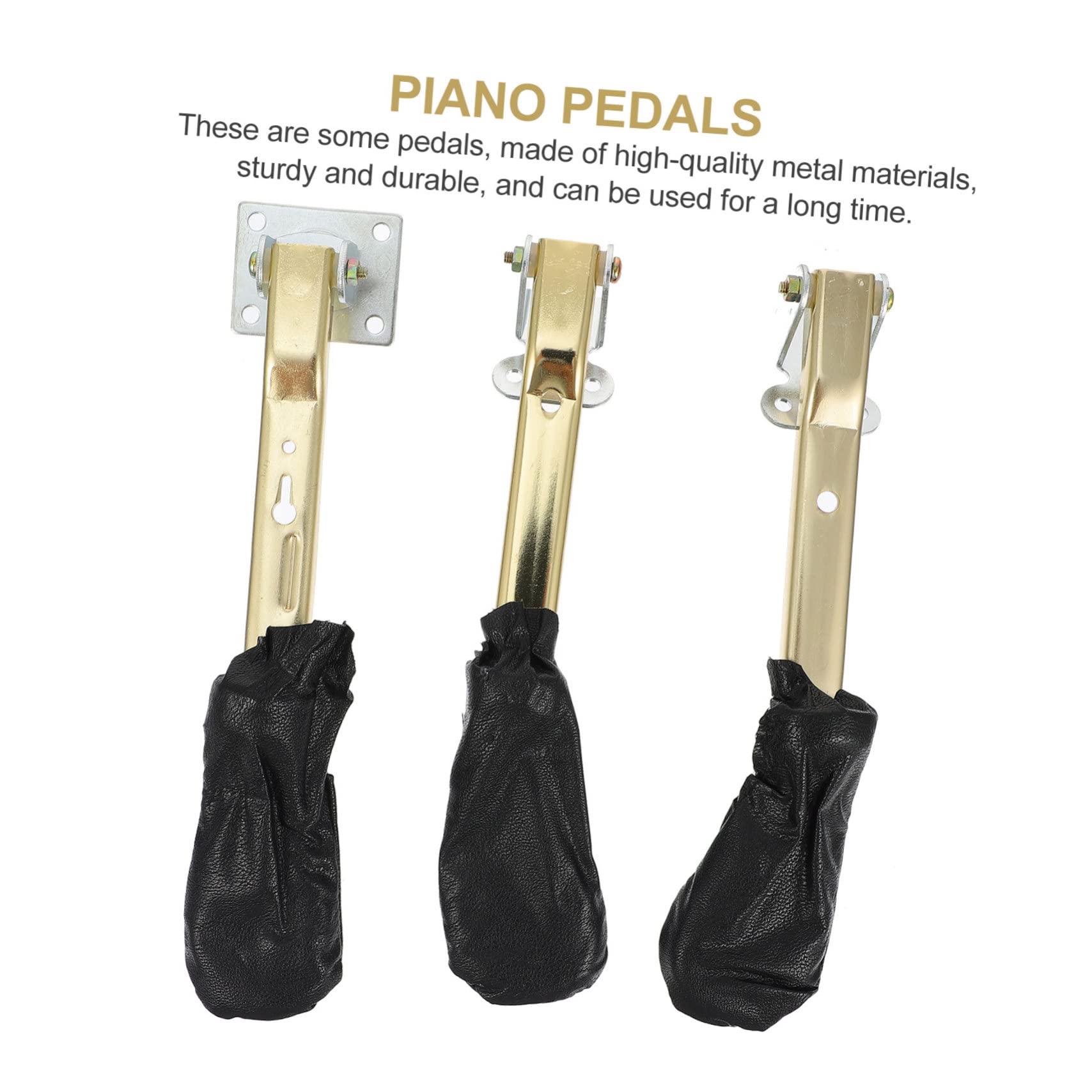 Pedaliera per Pianoforte 3 Pezzi in Metallo Oro Resistente alla Ruggine, Pedali Professionali e Pratici per Pianoforte Verticale