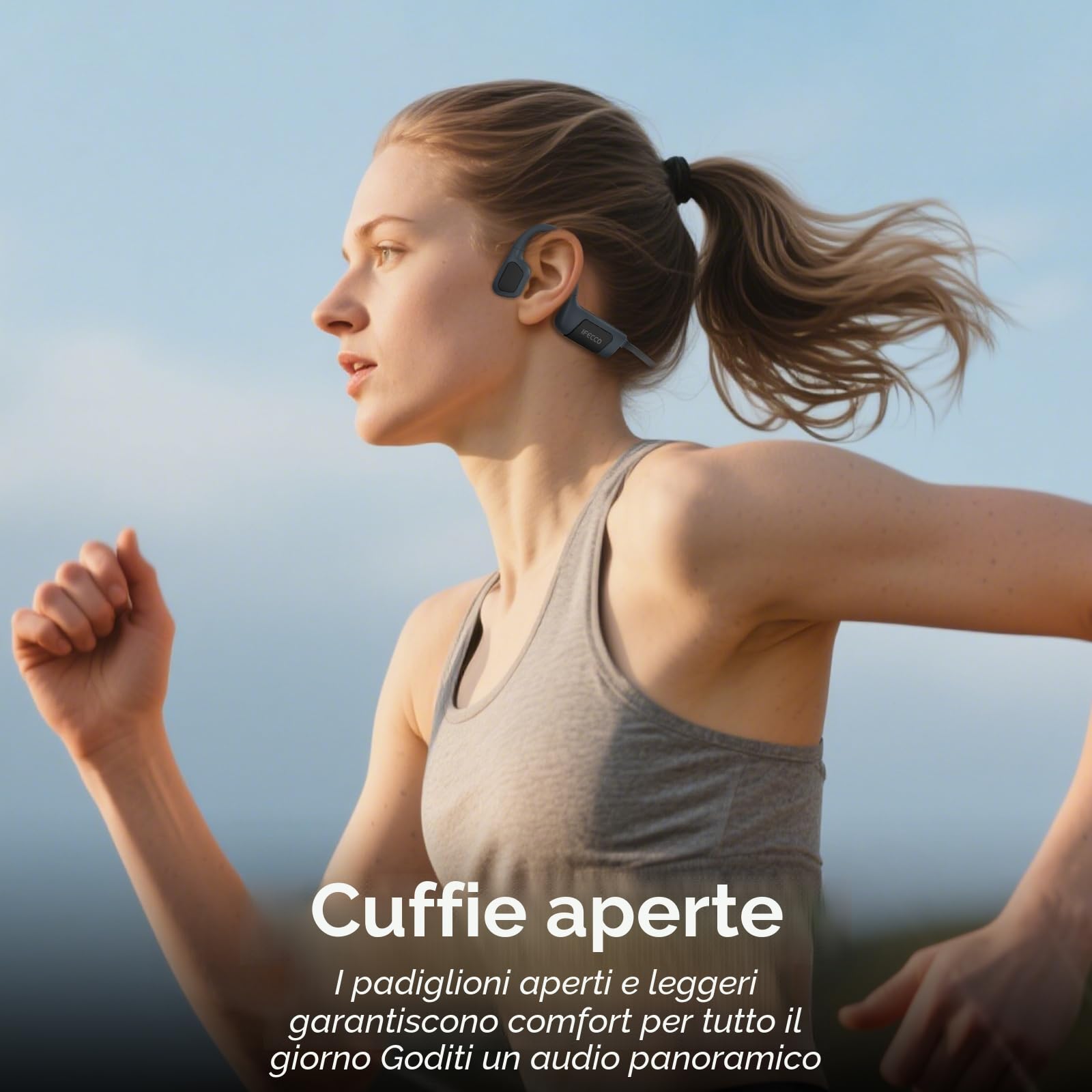 IFECCO Cuffie Conduzione Ossea Nuoto IP68 Impermeabili con Lettore MP3 32G | Auricolari Piscina Nuoto Bluetooth 5.4, Cuffie Subacquee , Wireless Auricolari per Nuoto, Surf, Corsa, Ciclismo(Nero)