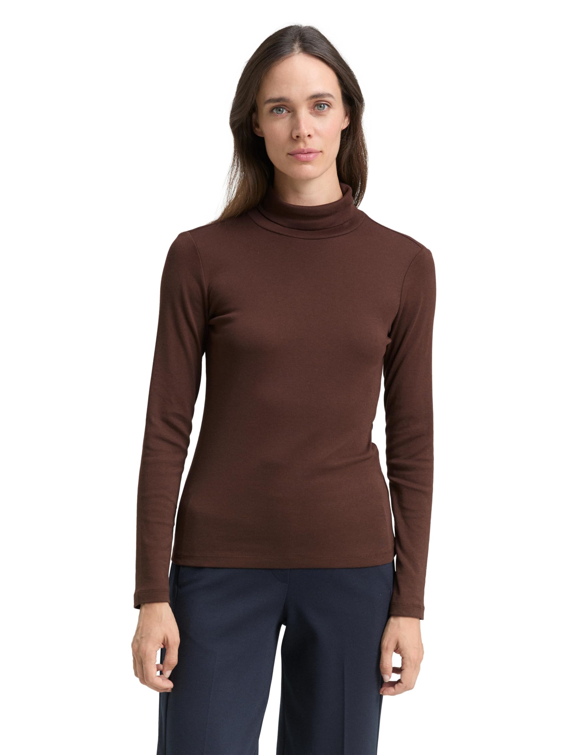 Tom Tailor Damen 1043142 Longsleeve mit Rollkragen