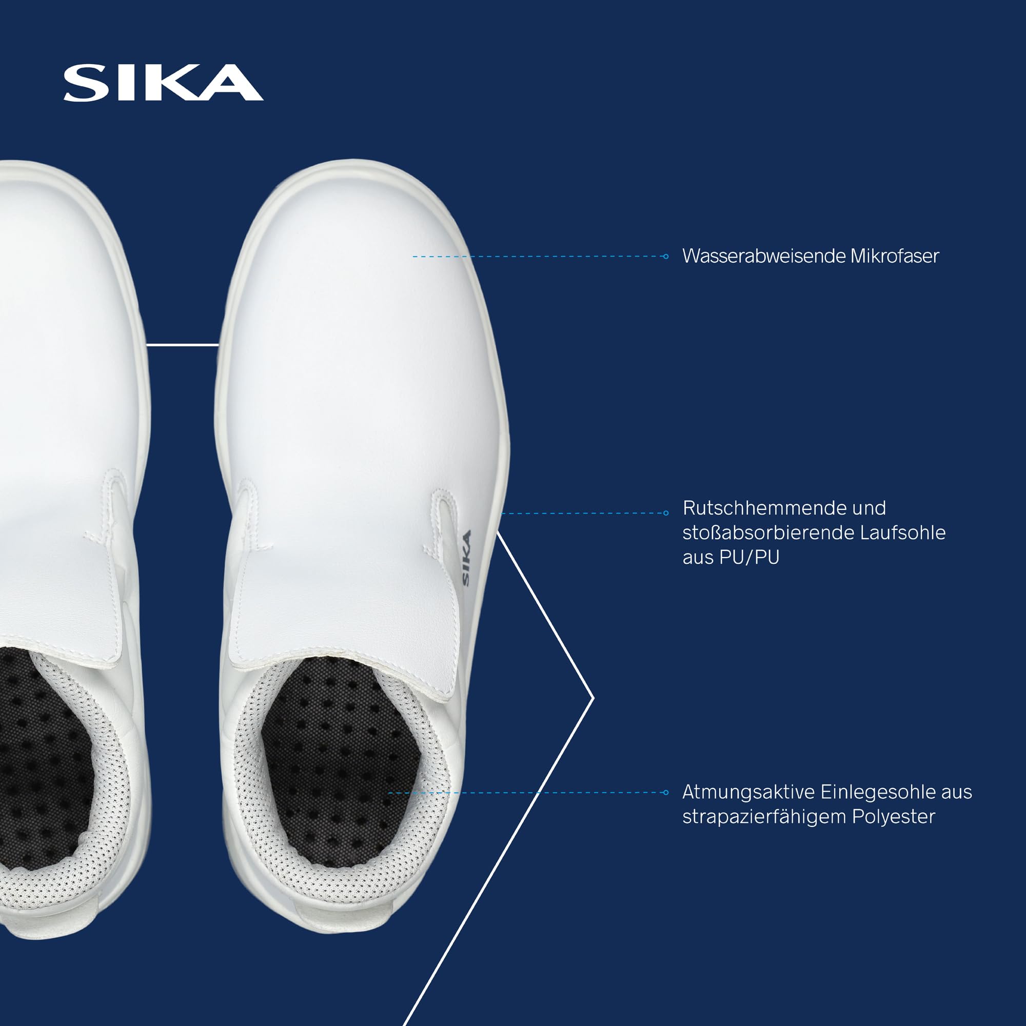 SIKA Easy Mid Unisex-Sicherheitsstiefel, metallfreie Zehenkappe aus Verbundmaterial,wasserabweisendes Mikrofasergewebe,rutschfeste PU-Sohle,Slipper-Arbeitsstiefel für die Lebensmittel-& Medizinbranche