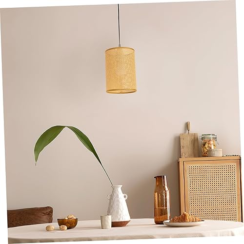 Miniatura 5 de Angoily Rustic Rattan Woven Lamp Shade Table Lamp Cover for Cozy Home Decor Boho Style Lighting Fixture for Bedrooms Living Rooms and Cafes